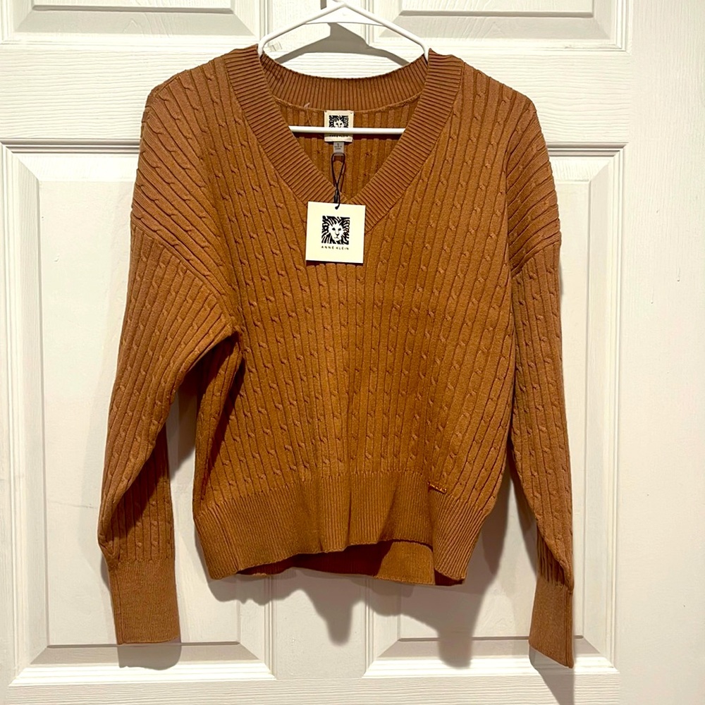 ANNE KLEIN Brown Fall Sweater Warm. Soft and Elegant. Size S. NWT